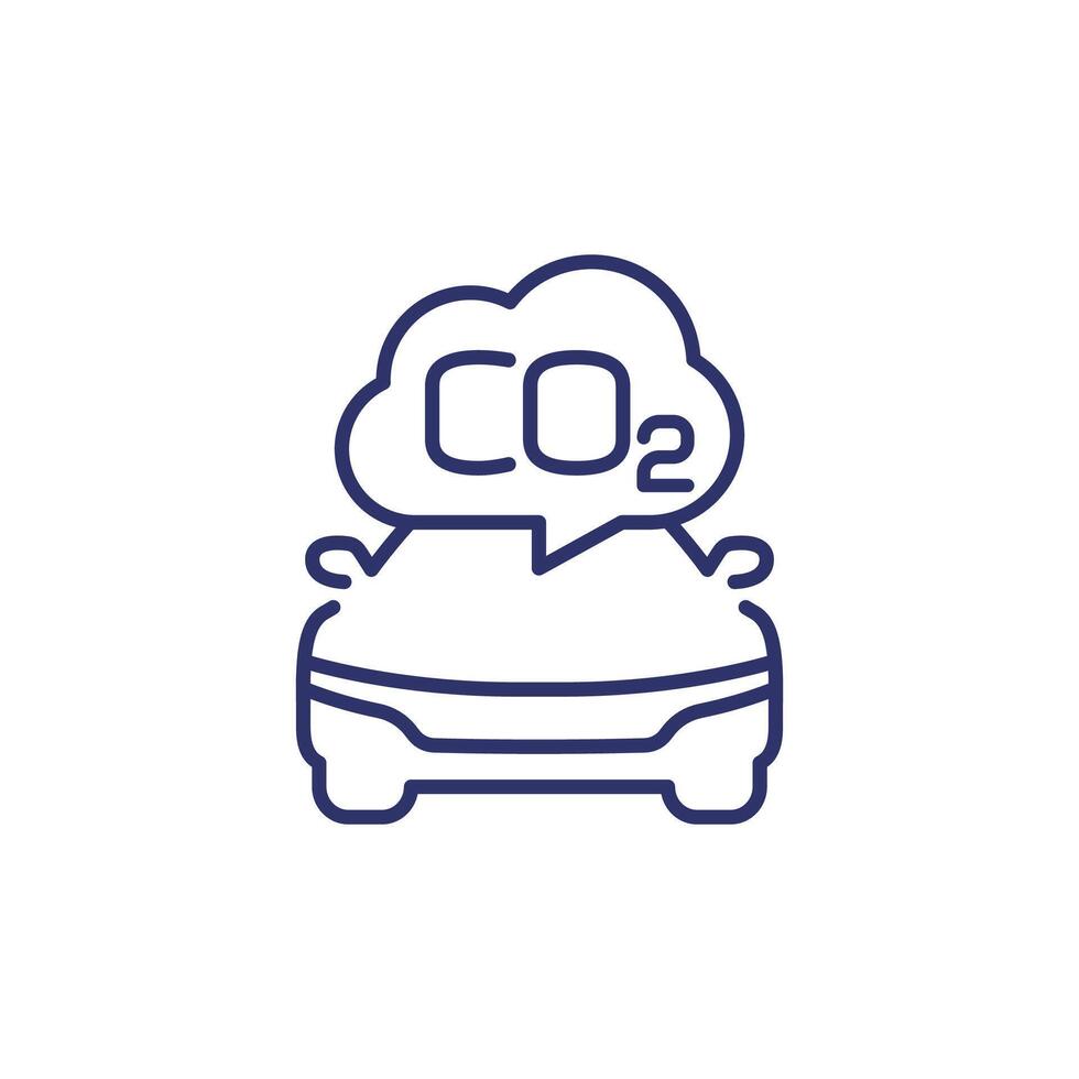 carbon emissions of a car line icon vector