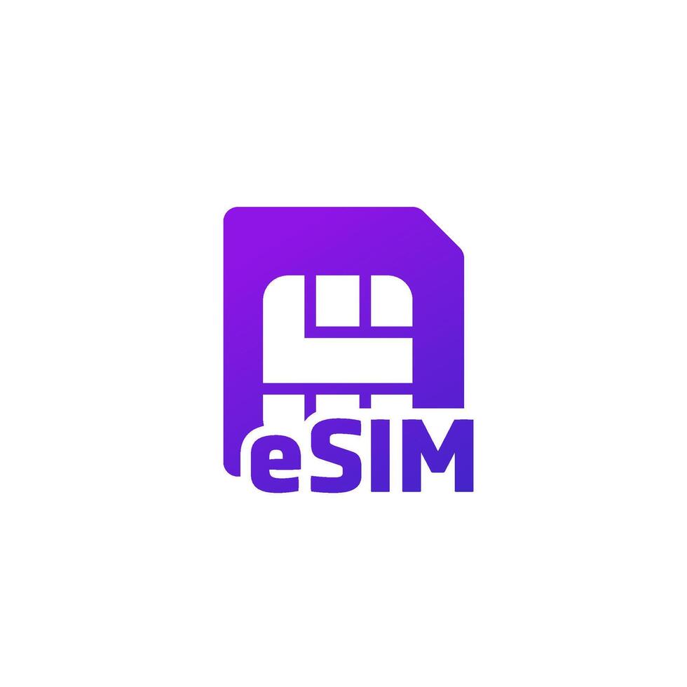 eSIM card icon on white, vector