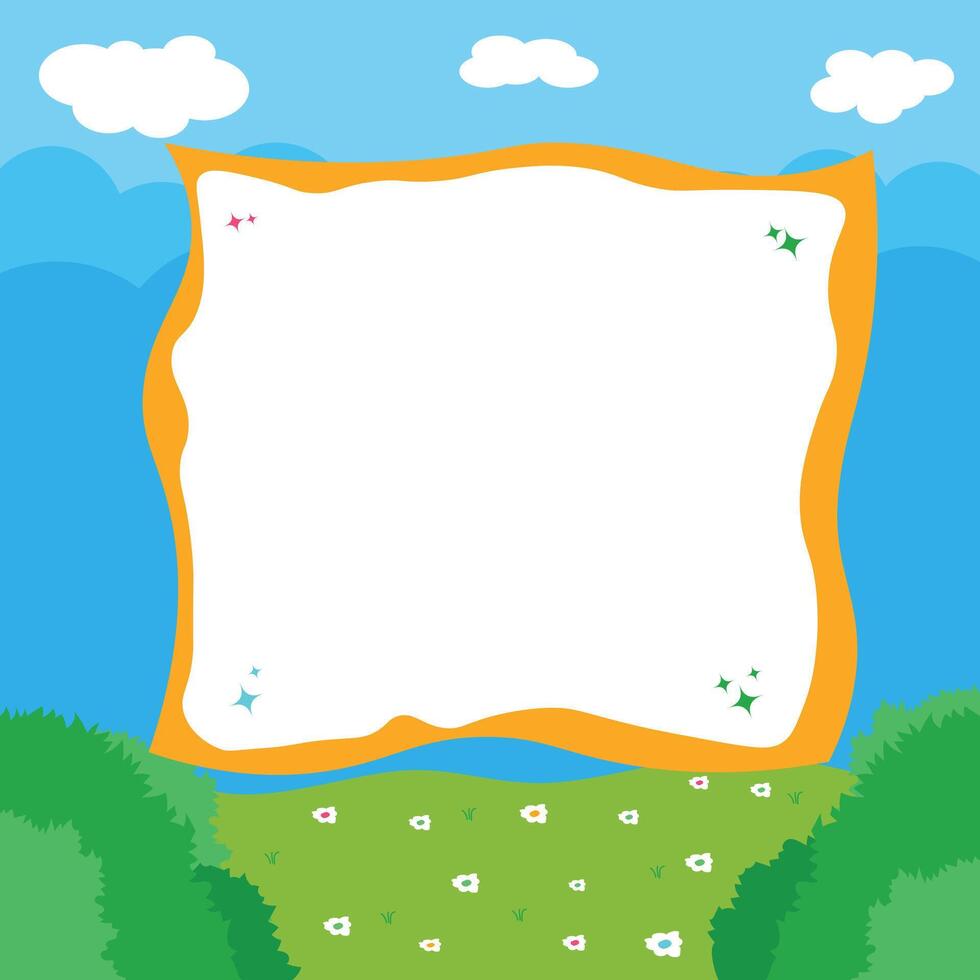 Outdoor kindergarten background with empty space in the middle for text vector