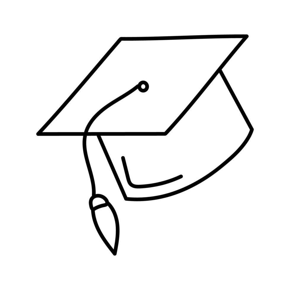 Graduation cap in doodle style. Isolated on white background vector