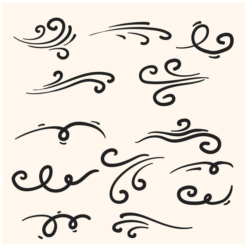 Set wind with illustration style doodle and line art vector