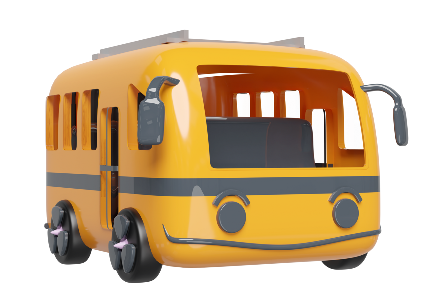 3d orange bus isolated. public transportation concept, 3d render illustration png