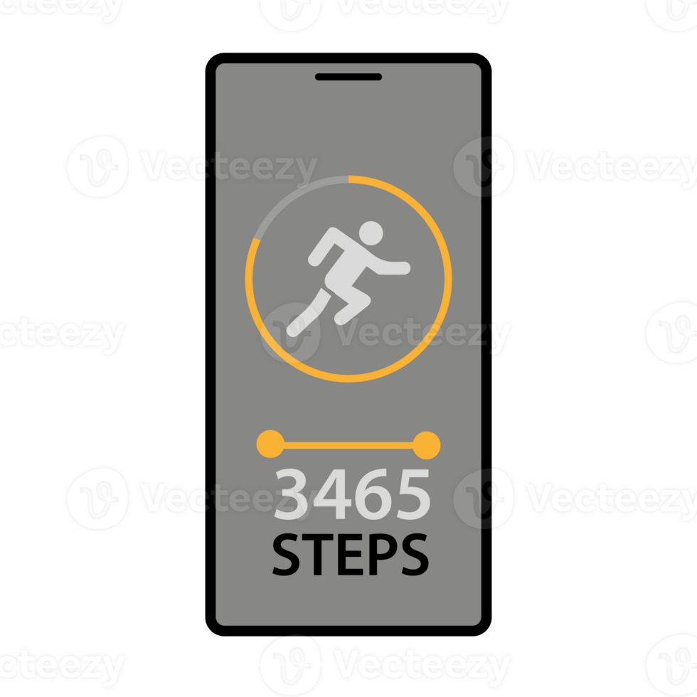 aptitude suivi app sur mobile téléphone. courir traqueur, marcher pas comptoir. png