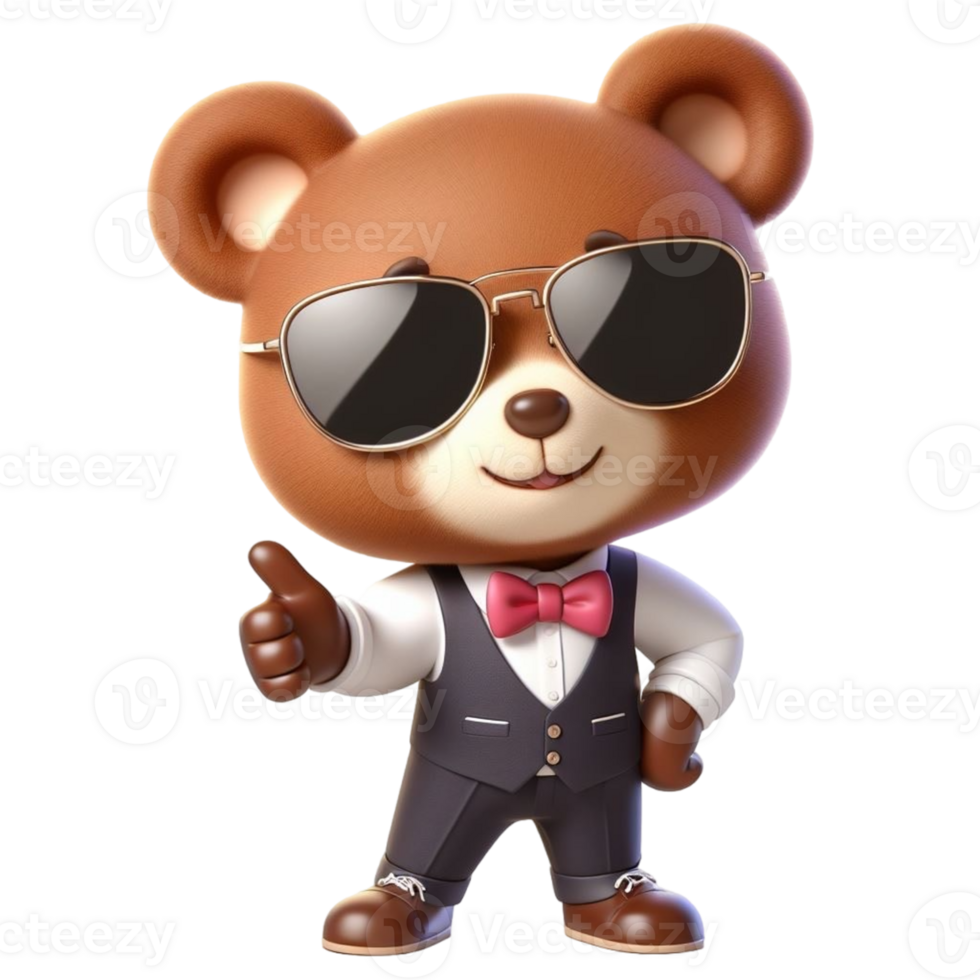 AIgenerated bear wearing sunglasses and a suit png