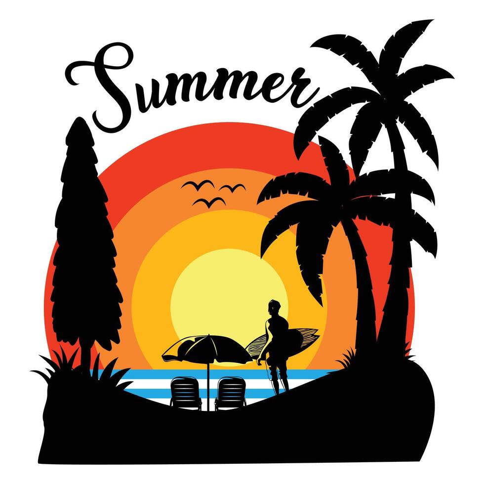 Mountain summer beach design vector