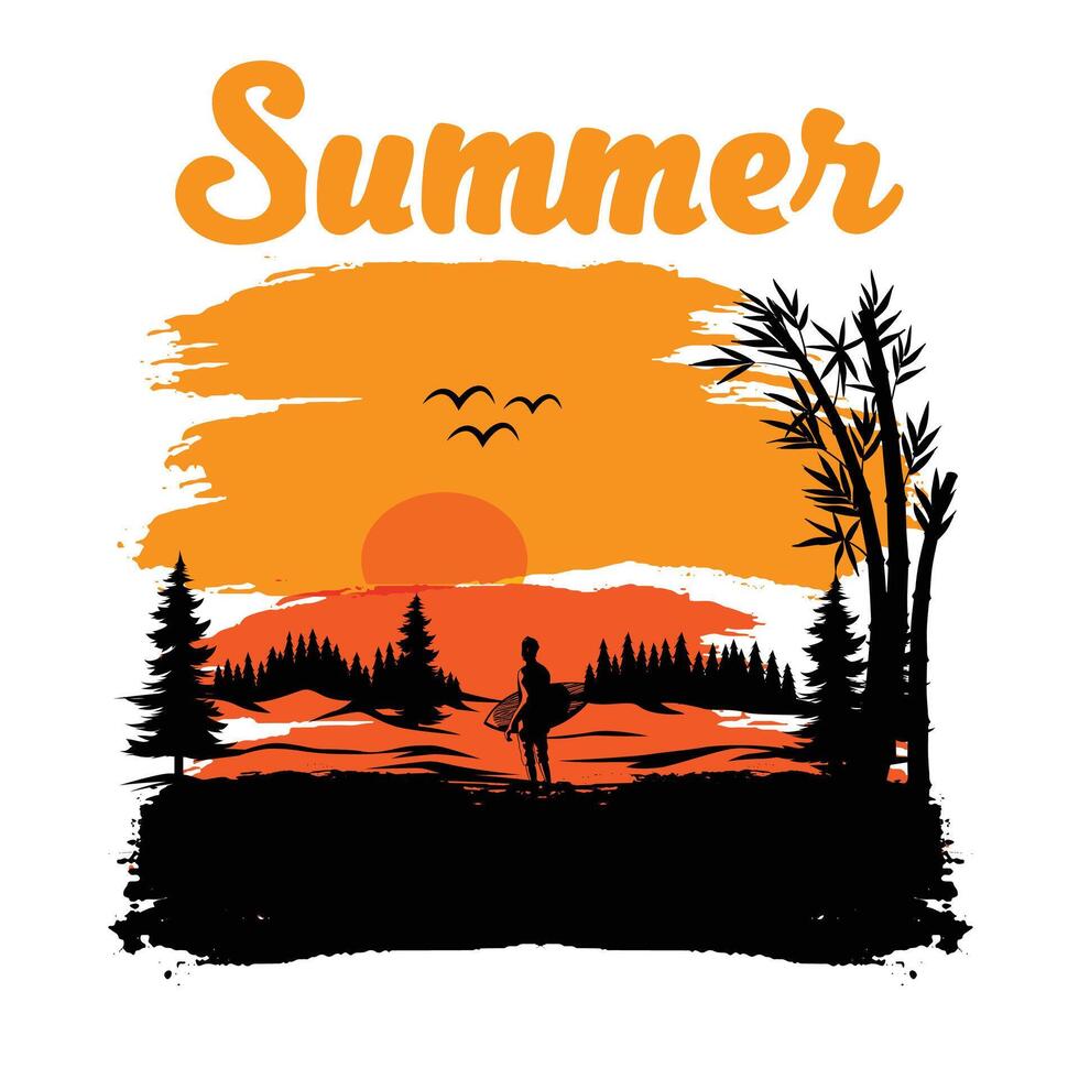 Mountain summer beach design vector