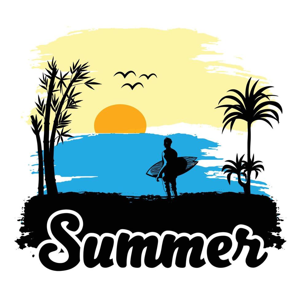 Mountain summer beach design vector