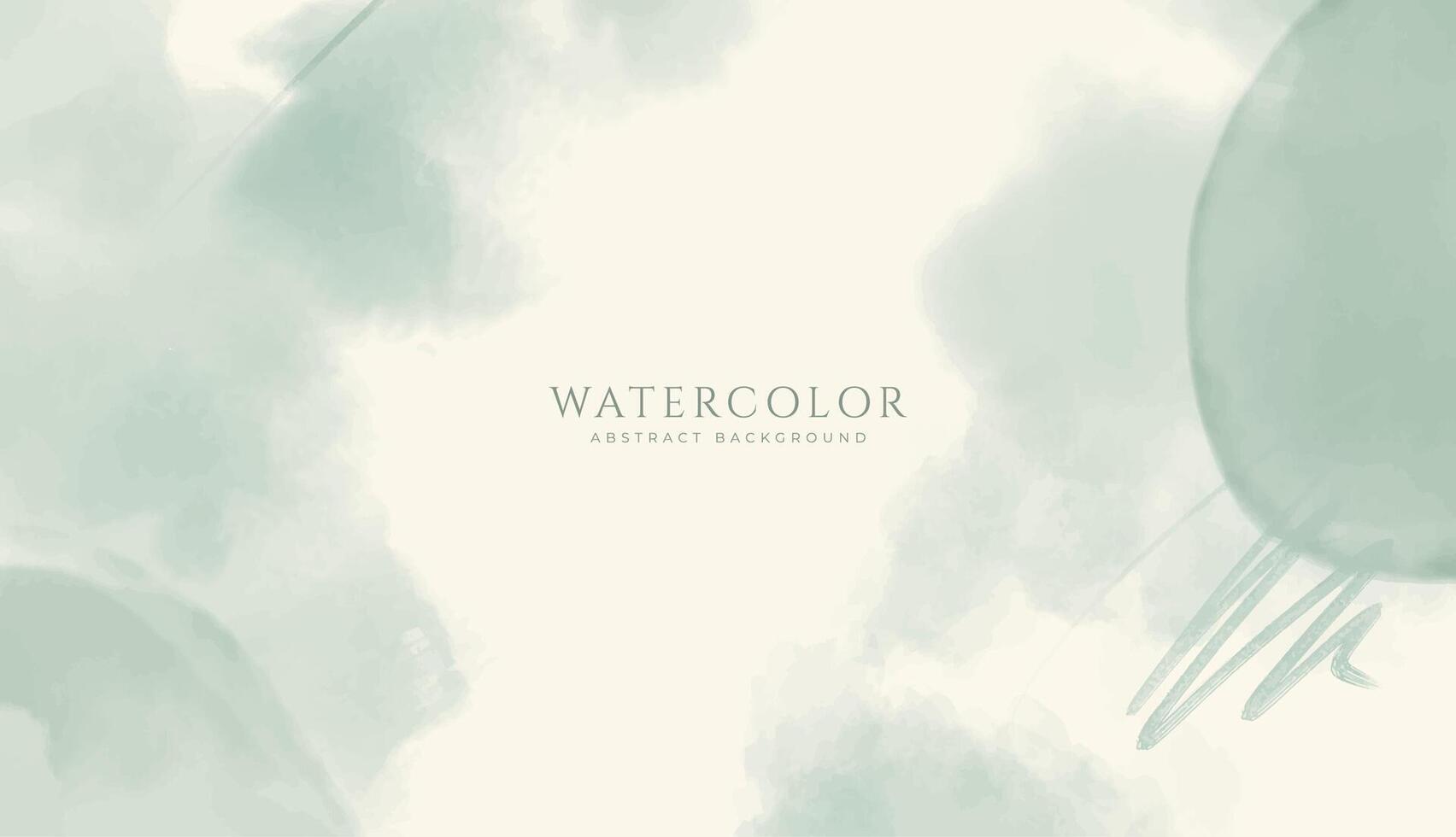 Abstract horizontal watercolor background. Neutral green colored empty space background illustration vector