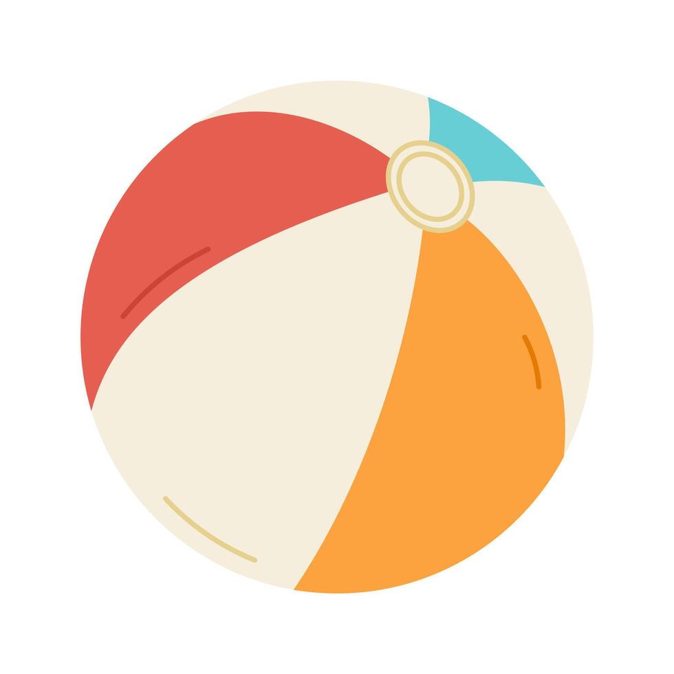 Colorful beach ball flat illustration. White, red, orange and blue ball isolated on white background vector