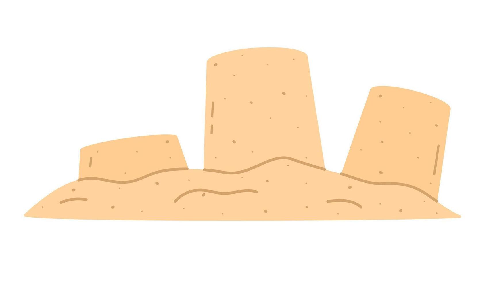 Summer beach sand play. Sand cakes flat isolated illustration vector