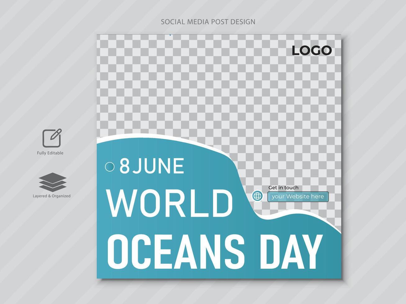 8th june - world ocean's day social media post vector