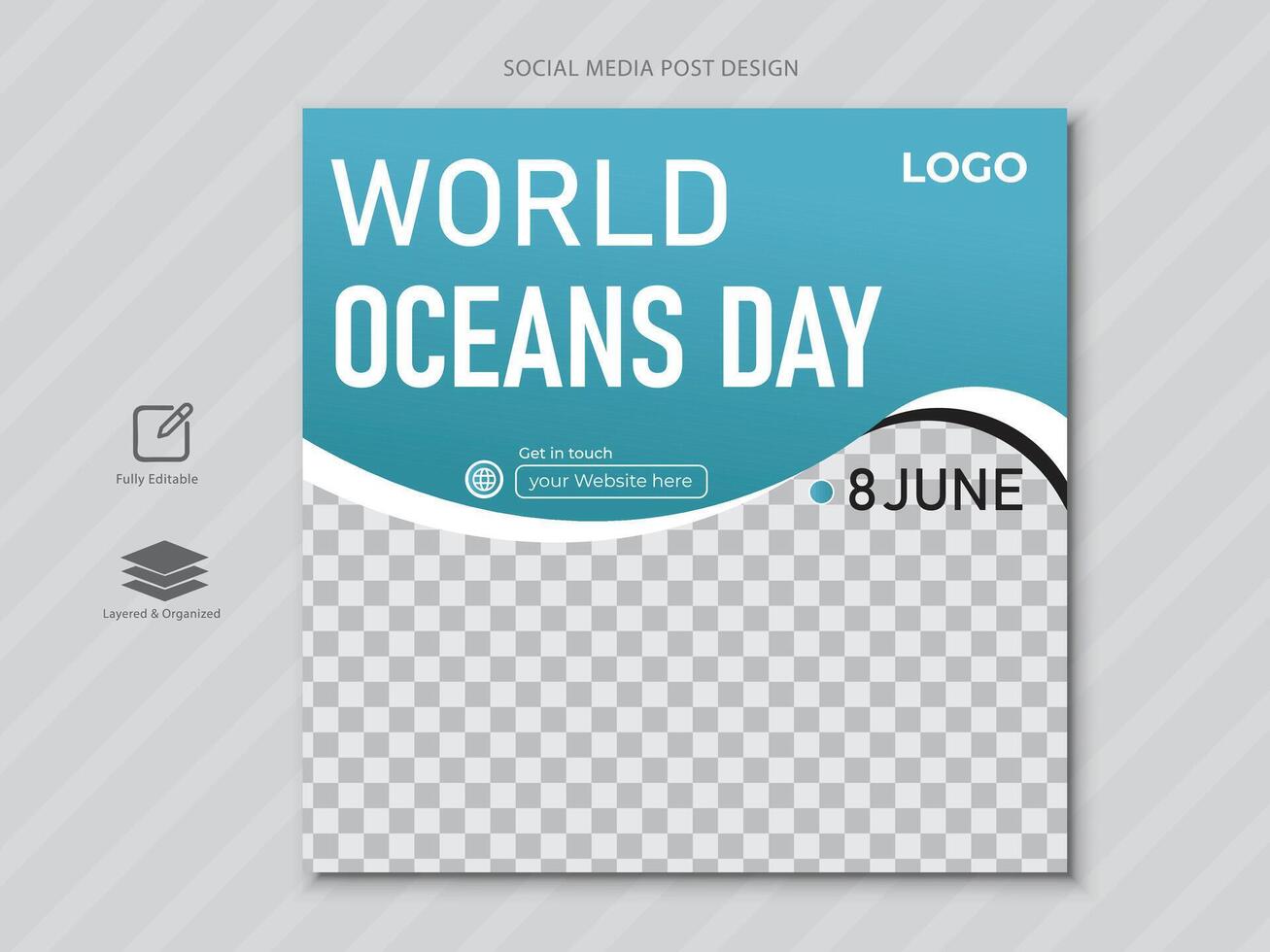 8th june - world ocean's day social media post vector