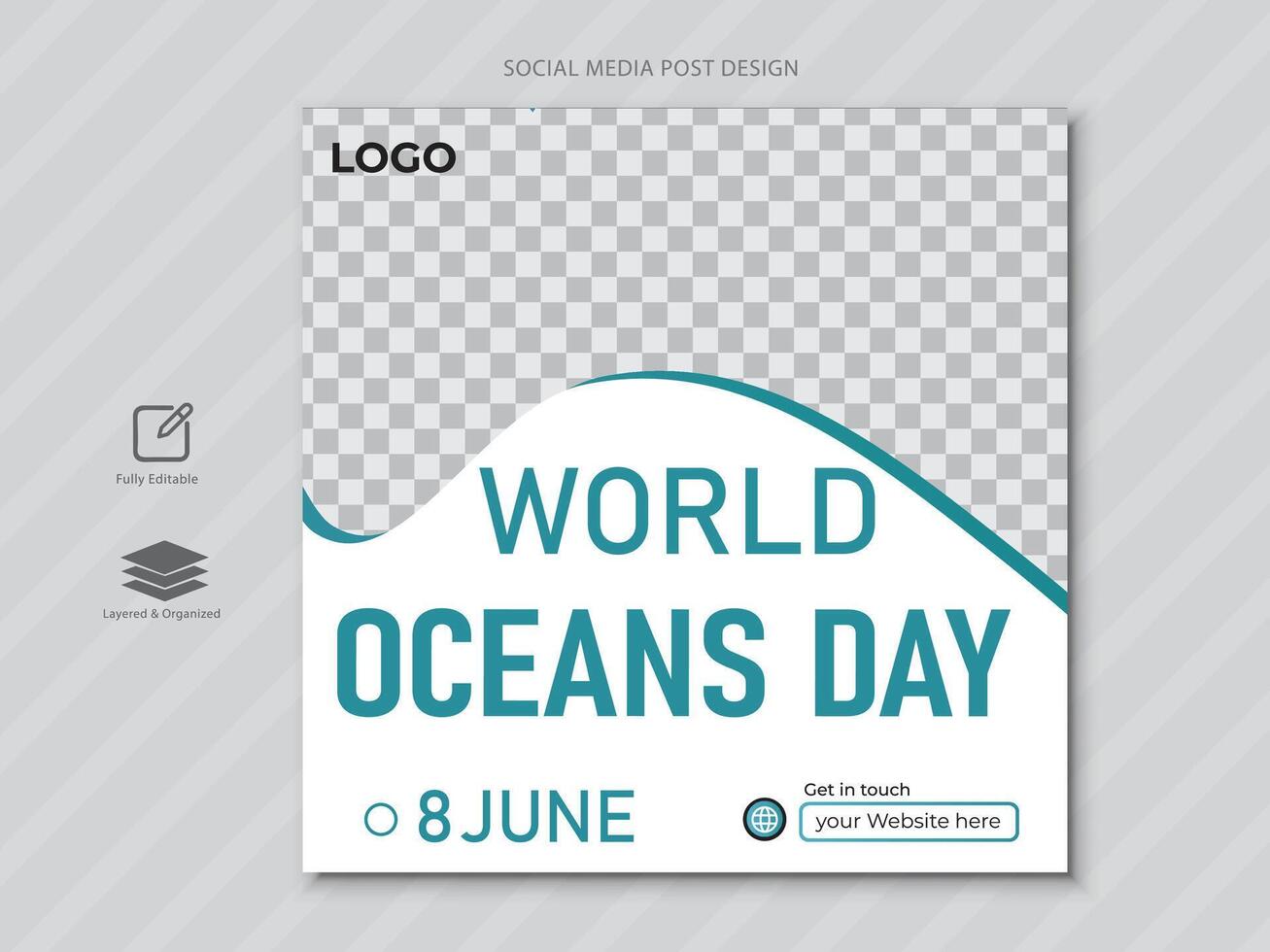 8th june - world ocean's day social media post vector