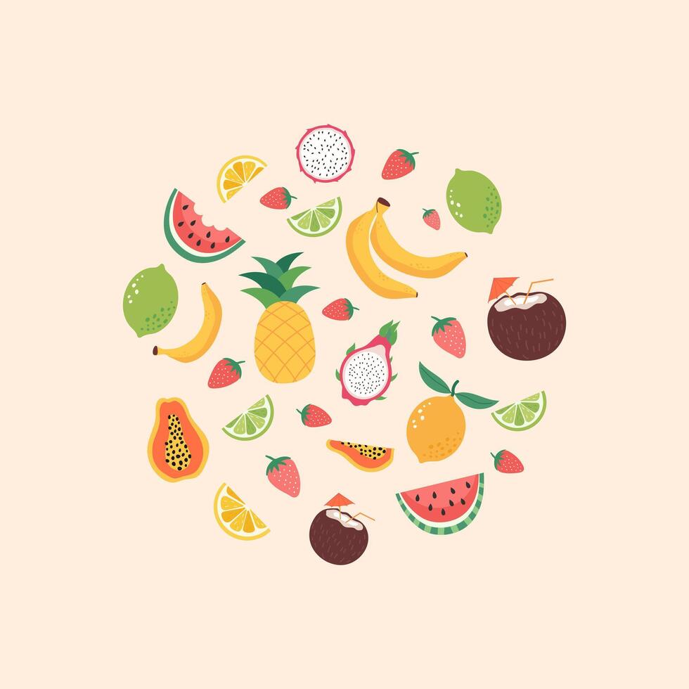 summer sale banner pattern with tropical fruits vector