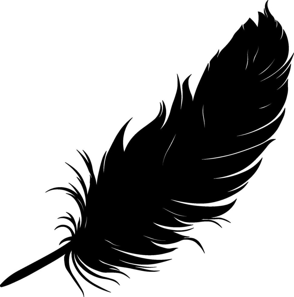 black bird feather silhouette without background vector