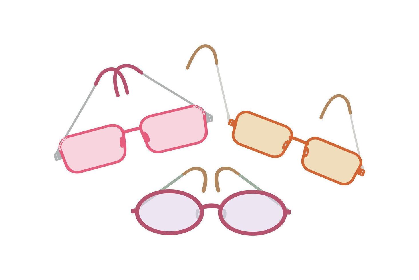 Set, collection glasses. vector