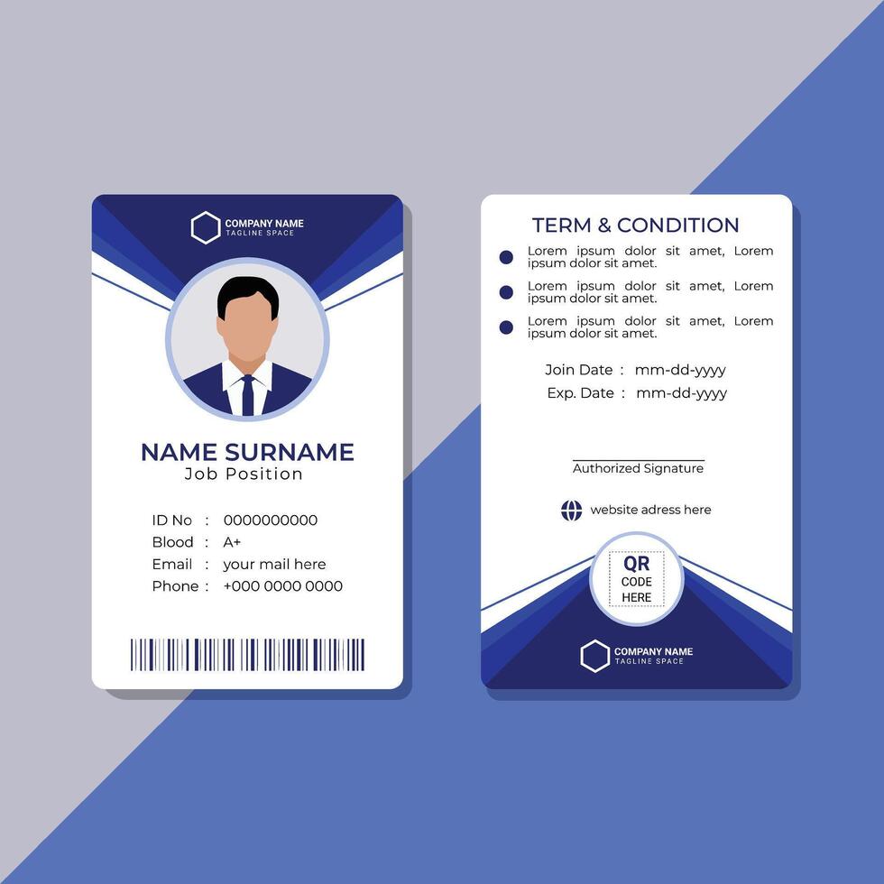 Modern corporate clean minimalist company employee business id card template vector