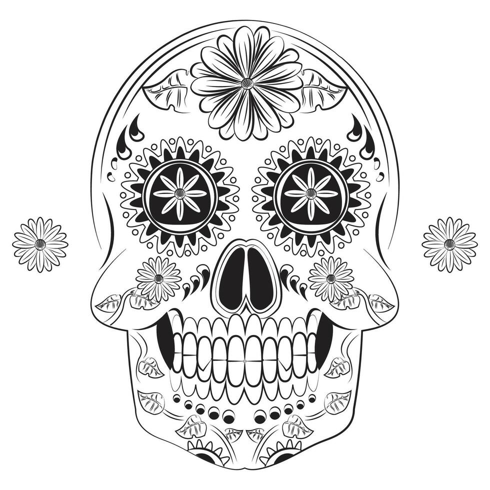 mexicano máscara día de muerto Clásico bosquejo grabado trama ilustración. rasguño tablero estilo imitación. negro y blanco mano dibujado ilustración vector