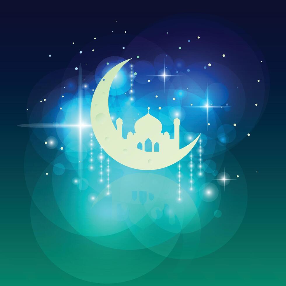 Ramadan greeting card with crescent vector