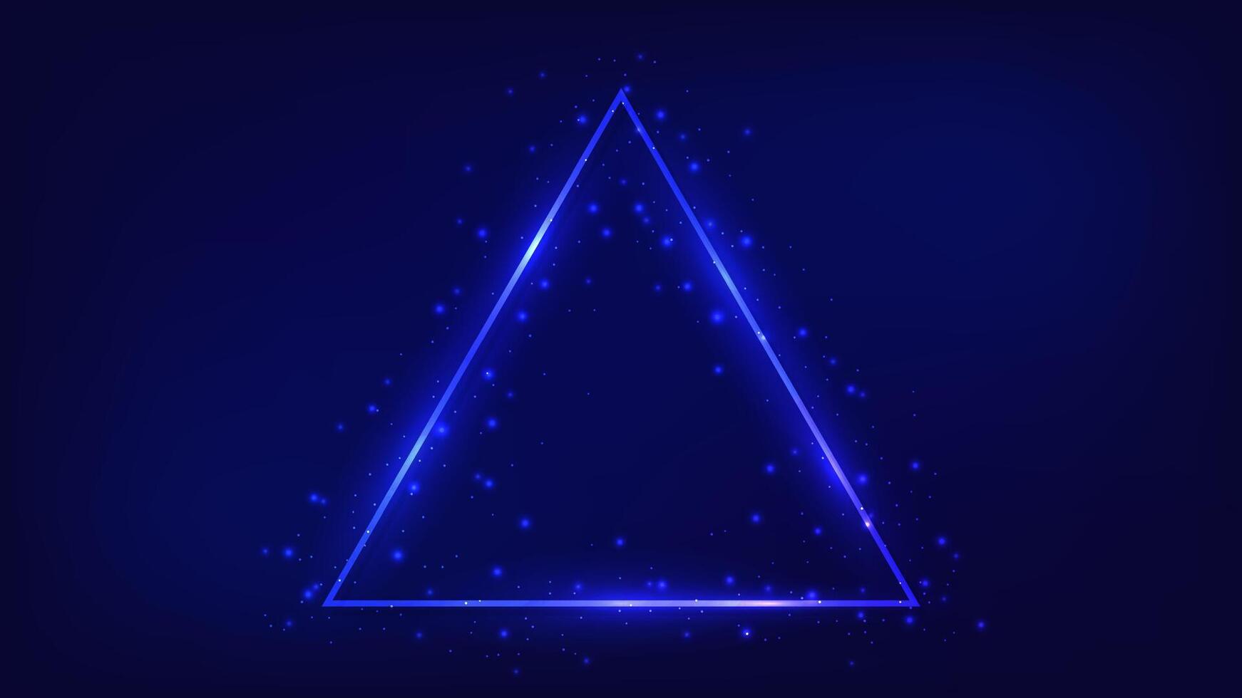 Neon triangular frame with shining effects vector