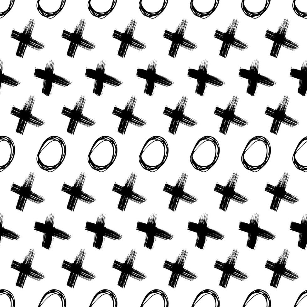 Seamless pattern with hand drawn cross and circle shapes vector