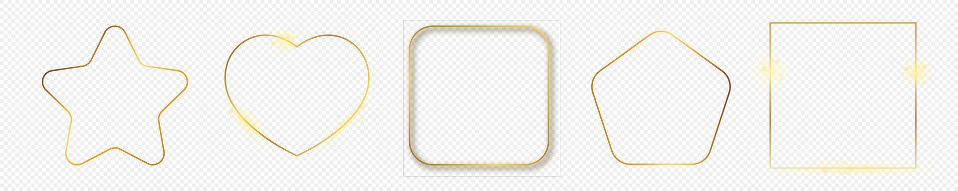 Gold glowing different geometric shape frame vector