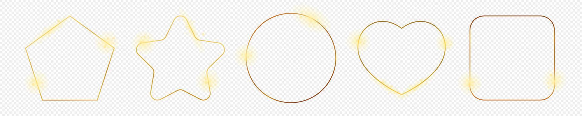 Gold glowing different geometric shape frame vector