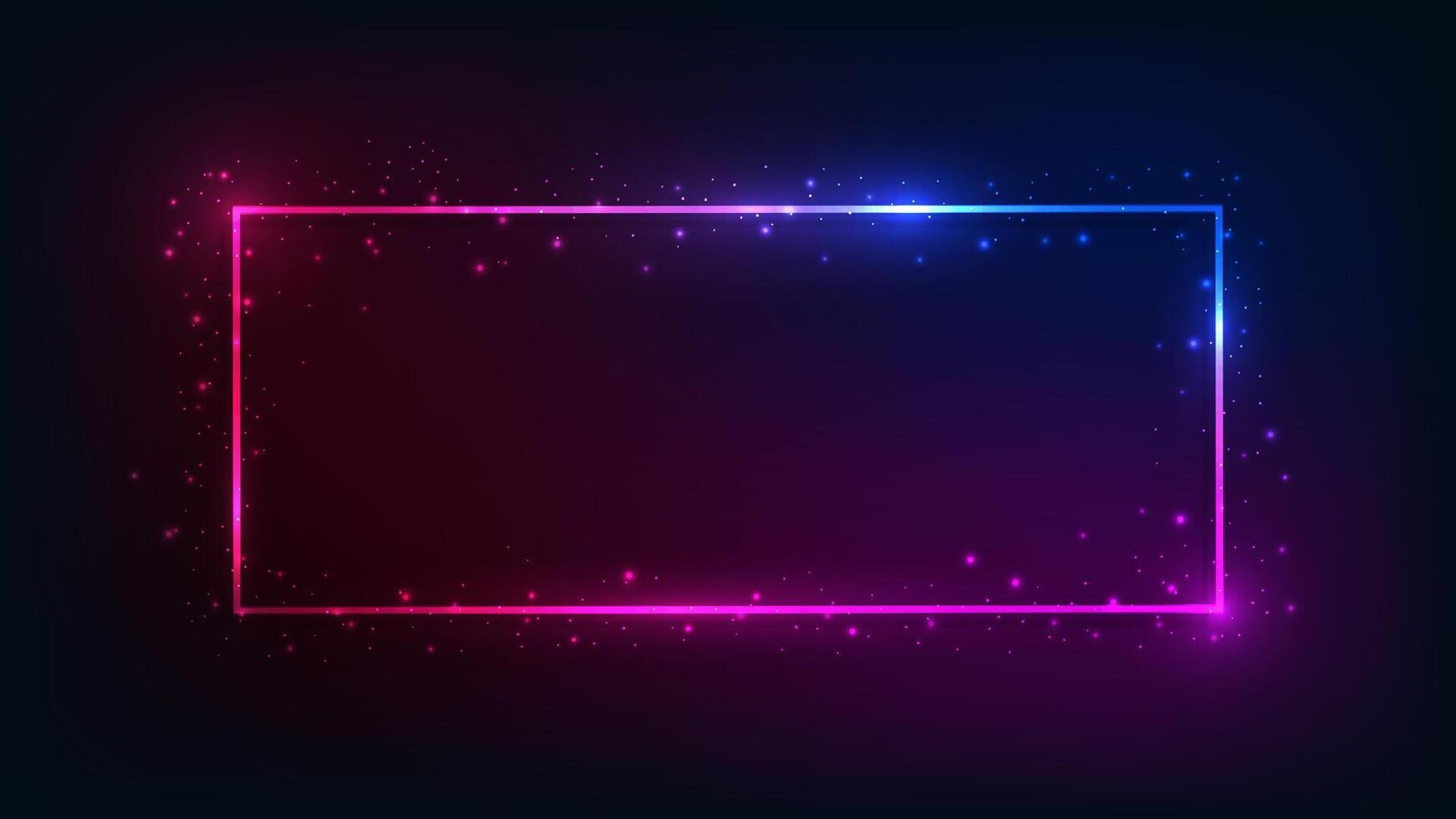 Neon rectangular frame with shining effects vector