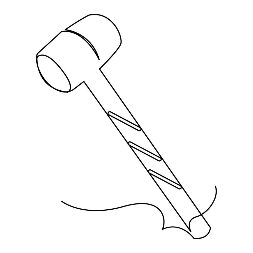 Hammer construction Continuous single one line drawing illustration vector