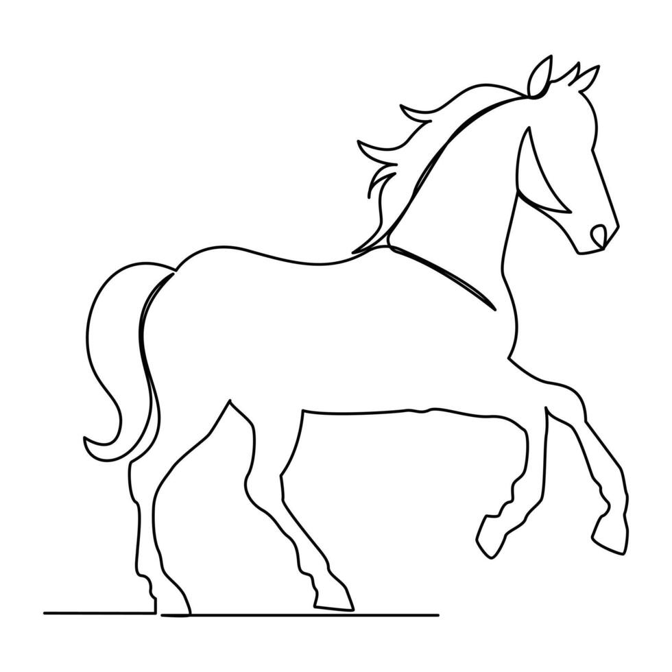 caballo continuo soltero uno línea dibujo ilustración Arte vector