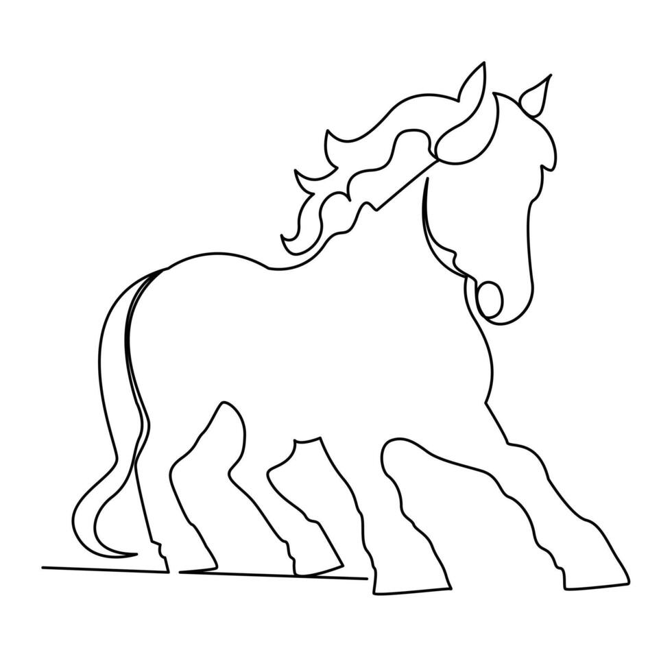 caballo continuo soltero uno línea dibujo ilustración Arte vector
