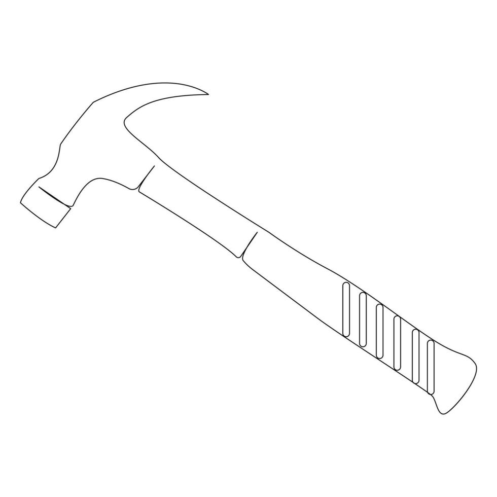 Hammer construction Continuous single one line drawing illustration vector