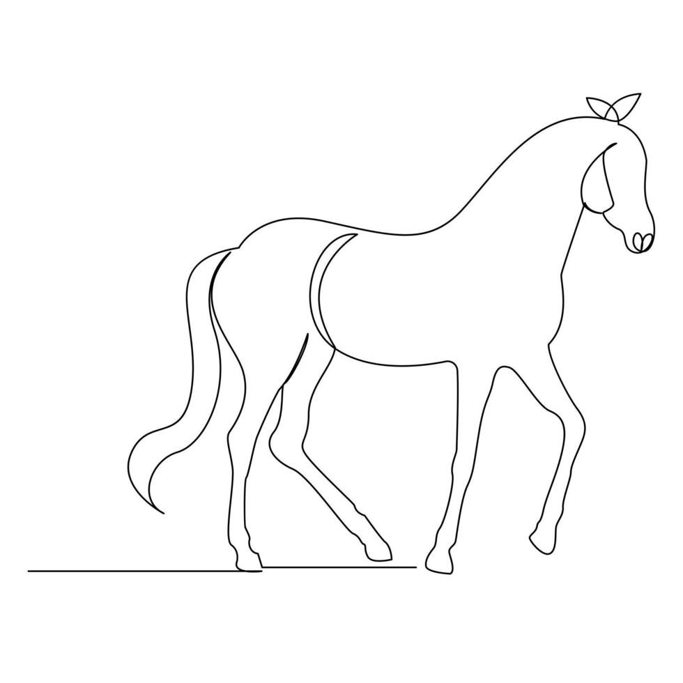 Horse Continuous single one line drawing illustration art vector