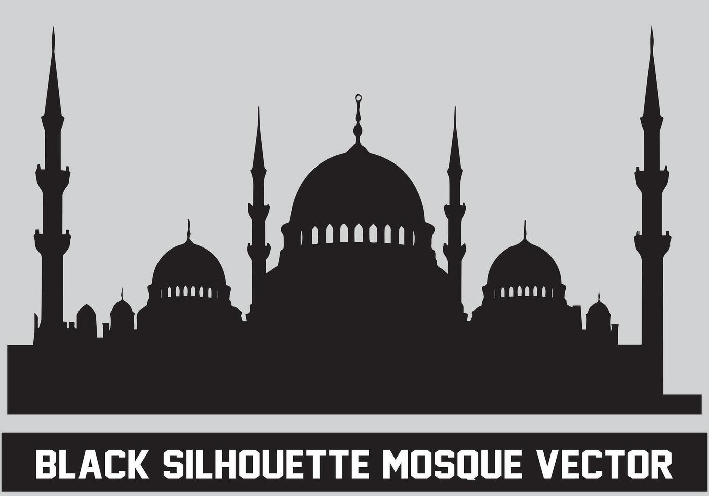 mezquita silueta negro color para islámico diseño vector