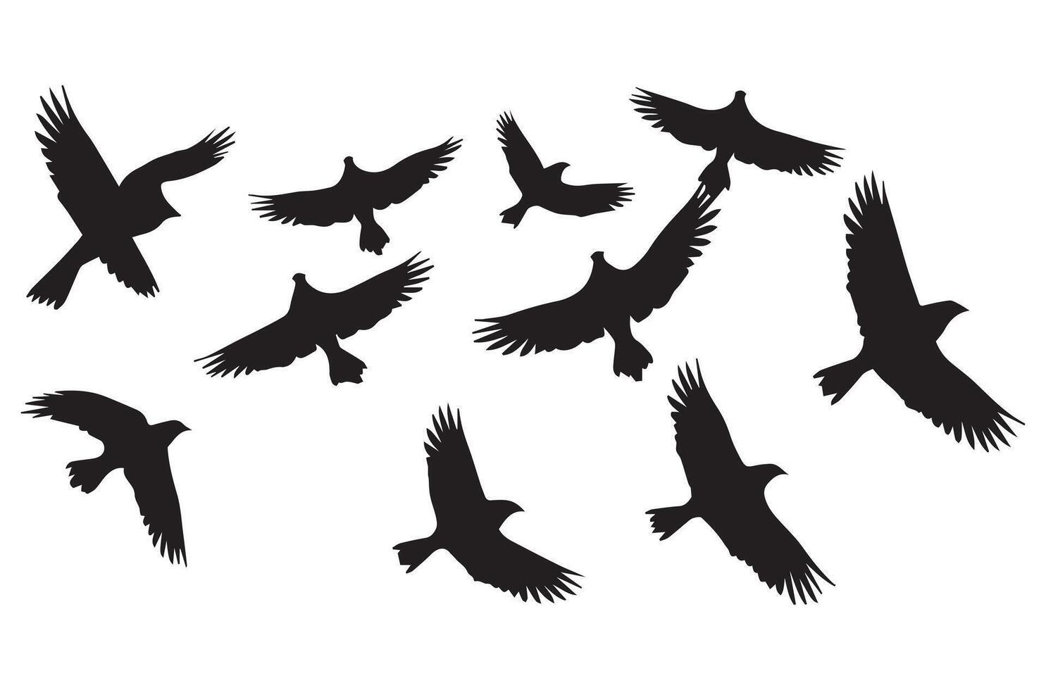 flying birds silhouette set flying birds icon set Set of flying birds silhouettes vector