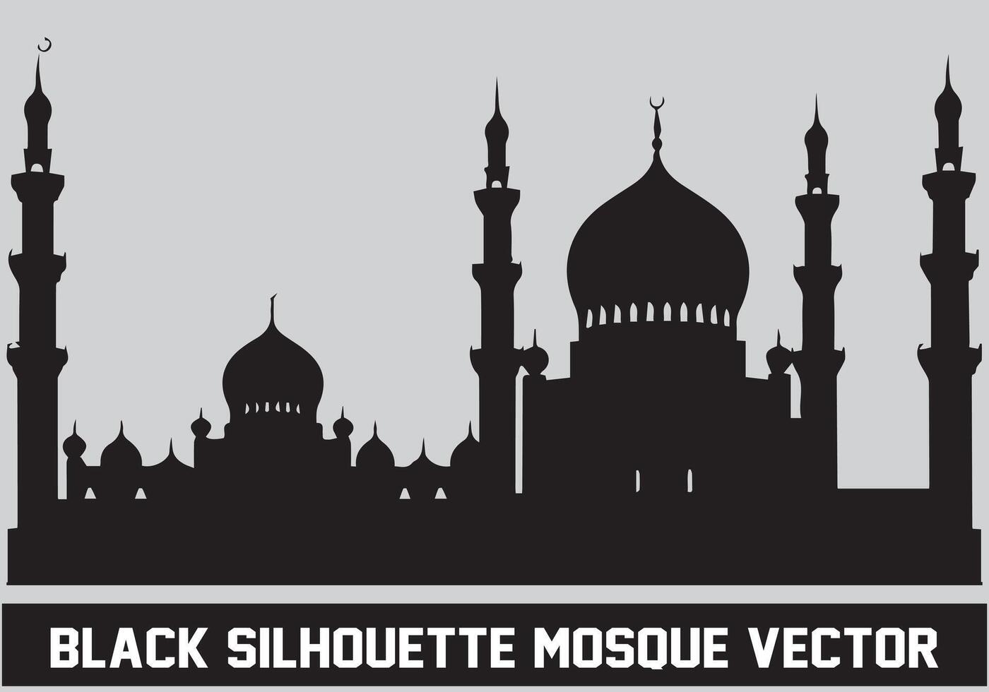 mezquita silueta negro color para islámico diseño vector