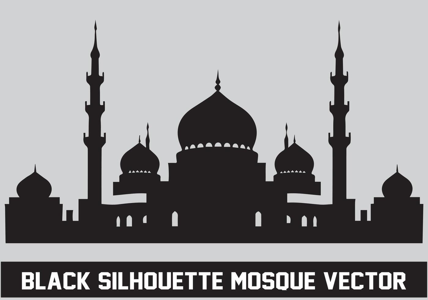 Mosque silhouette bundle white background vector