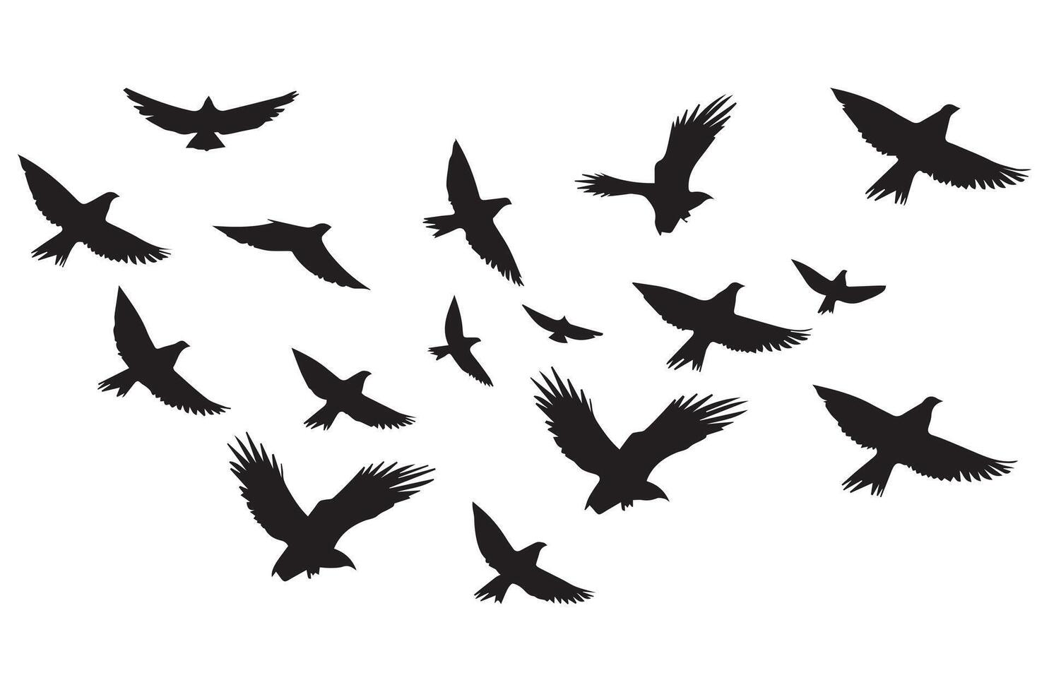 flying birds silhouette set flying birds icon set Set of flying birds silhouettes vector