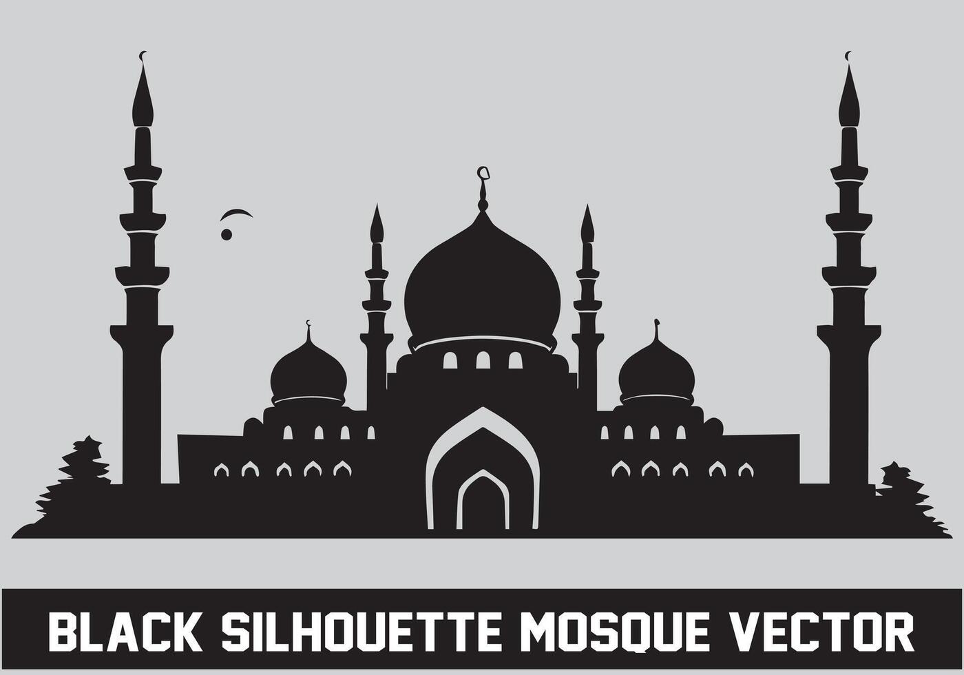 Mosque silhouette bundle white background vector