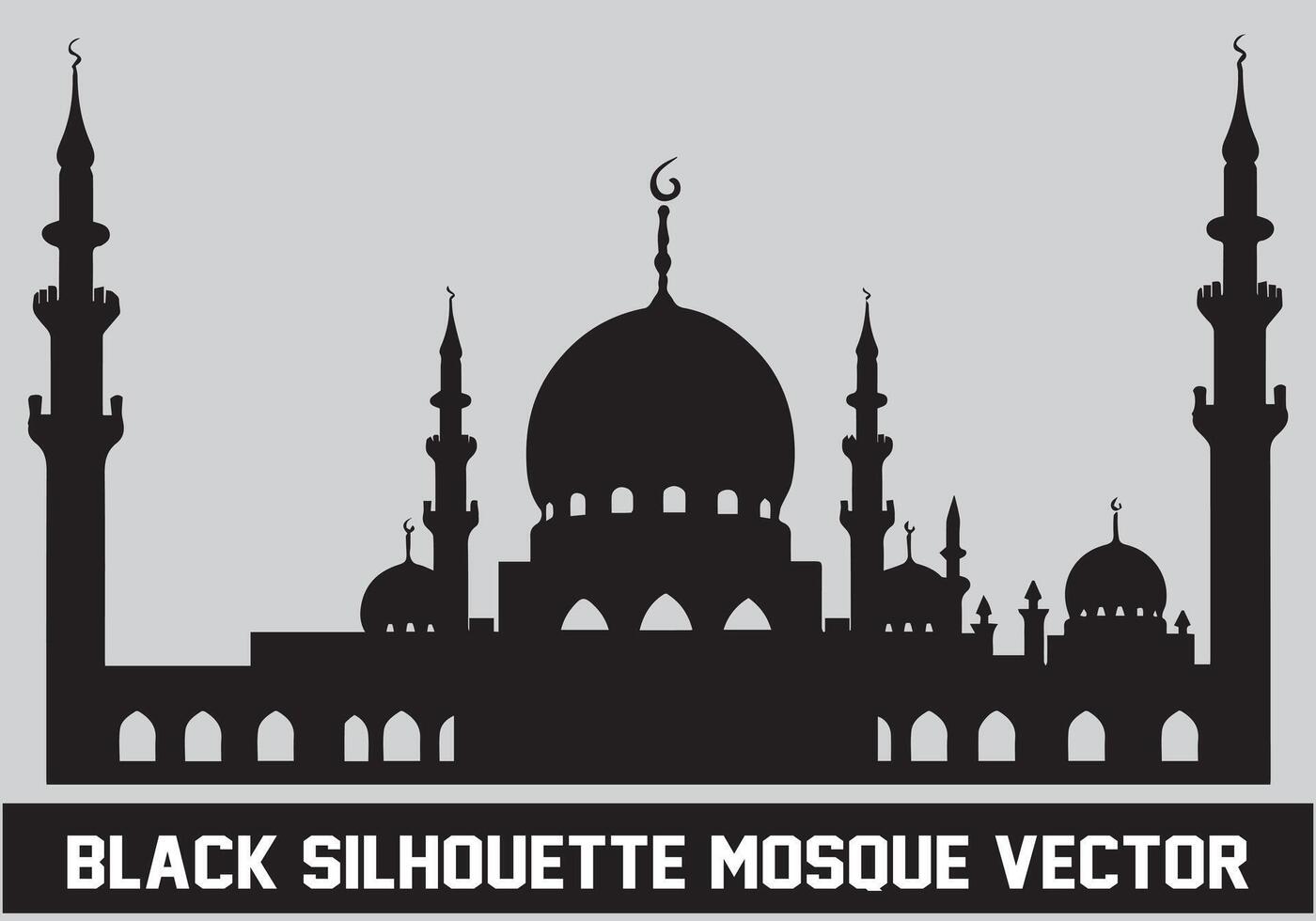 Mosque silhouette black color for islamic design vector
