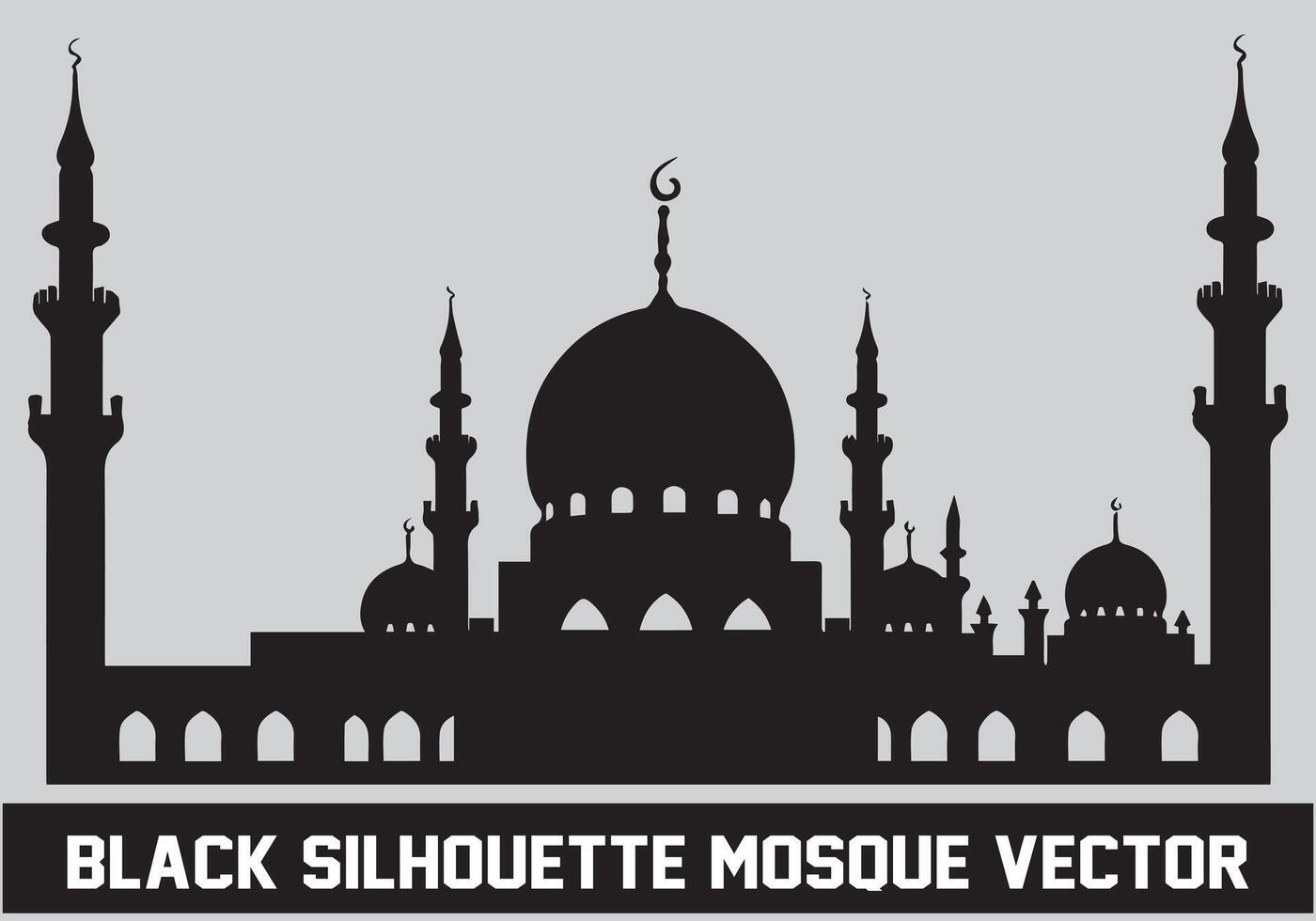 mezquita silueta negro color para islámico diseño vector