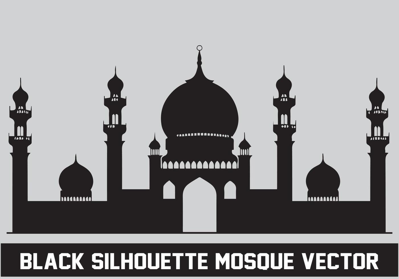 Mosque silhouette bundle white background vector