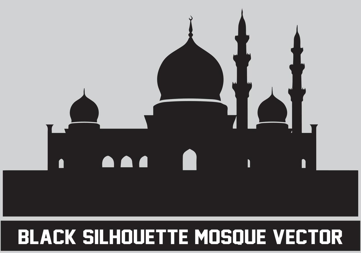 mezquita silueta negro color para islámico diseño vector