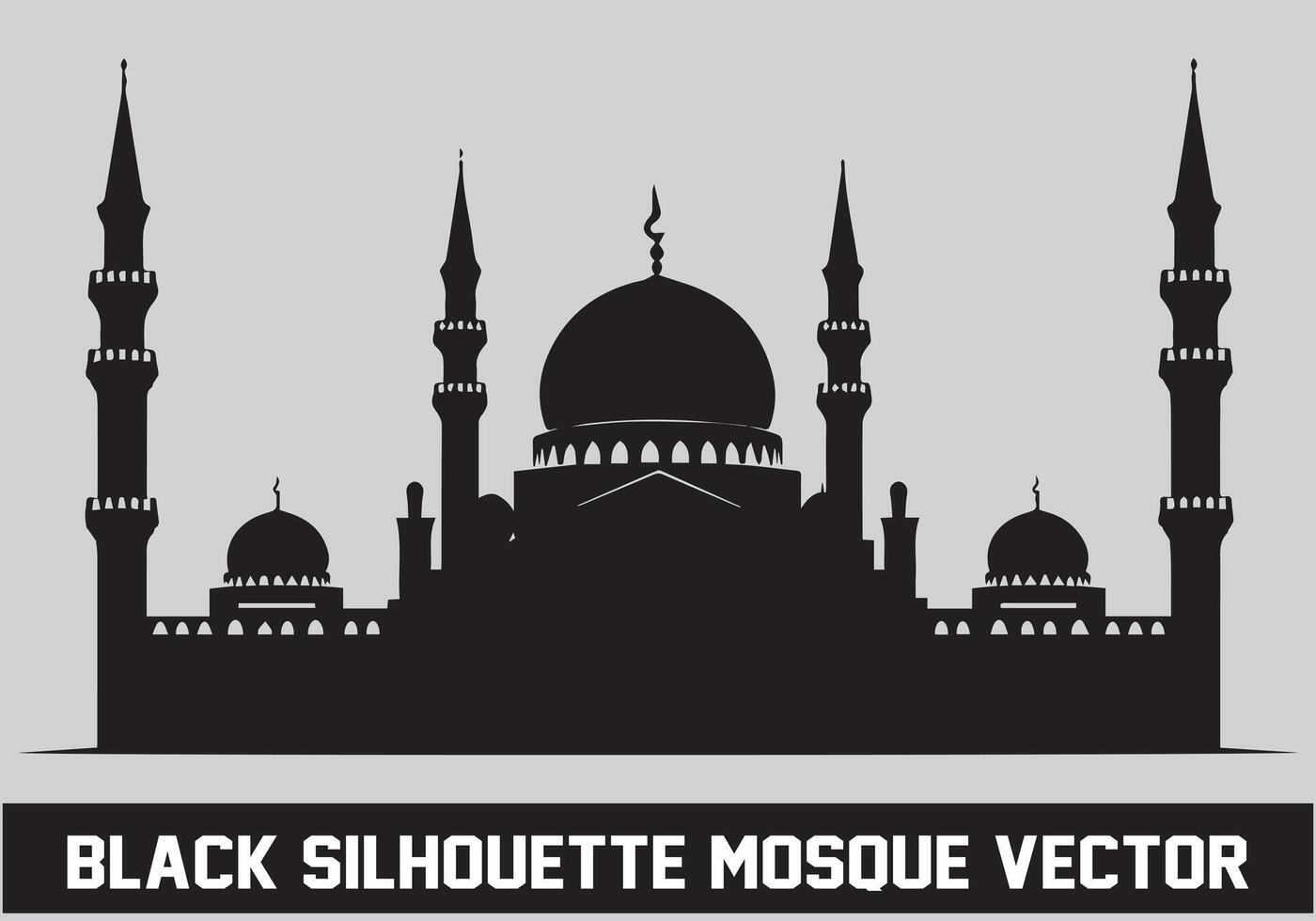 Mosque silhouette bundle white background vector