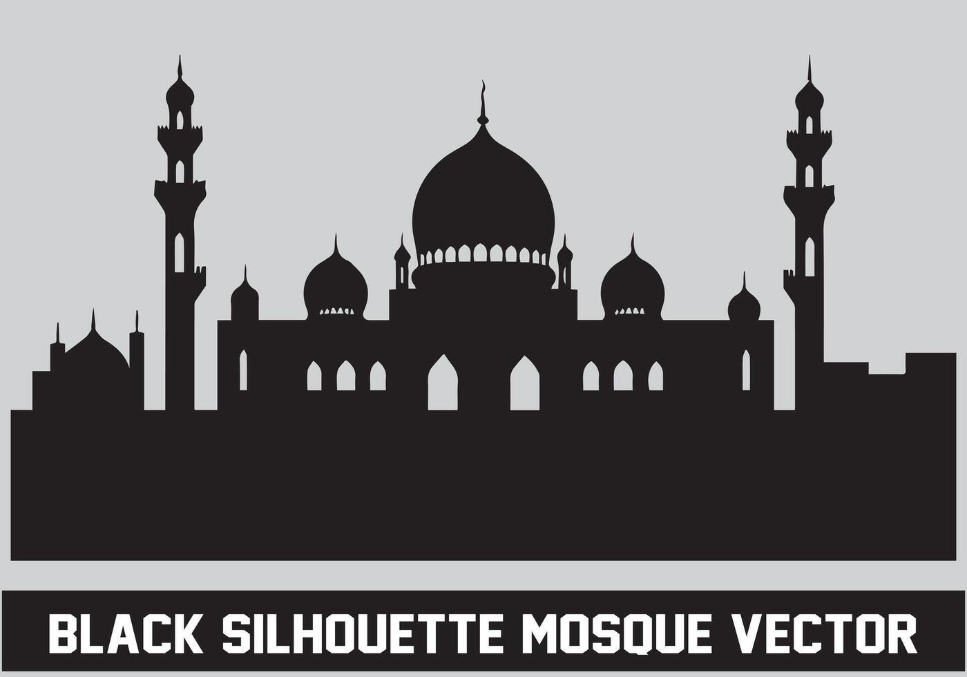 Mosque silhouette bundle white background vector