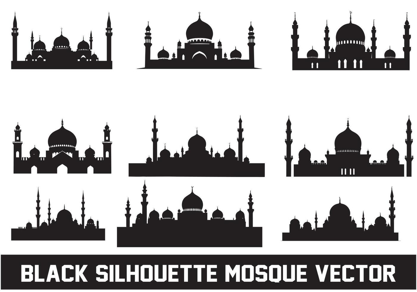 mezquita silueta haz blanco antecedentes vector