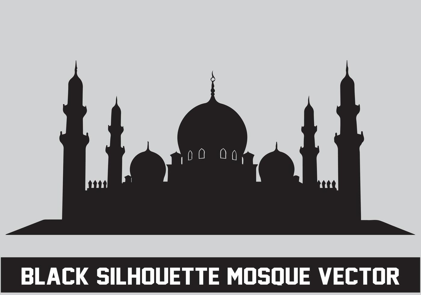 mezquita silueta negro color para islámico diseño vector