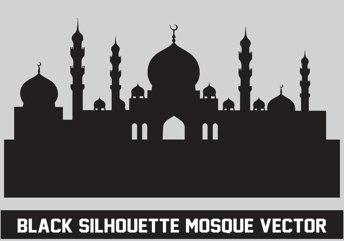 Mosque Black Silhouette Icon Illustration for islamic Element vector