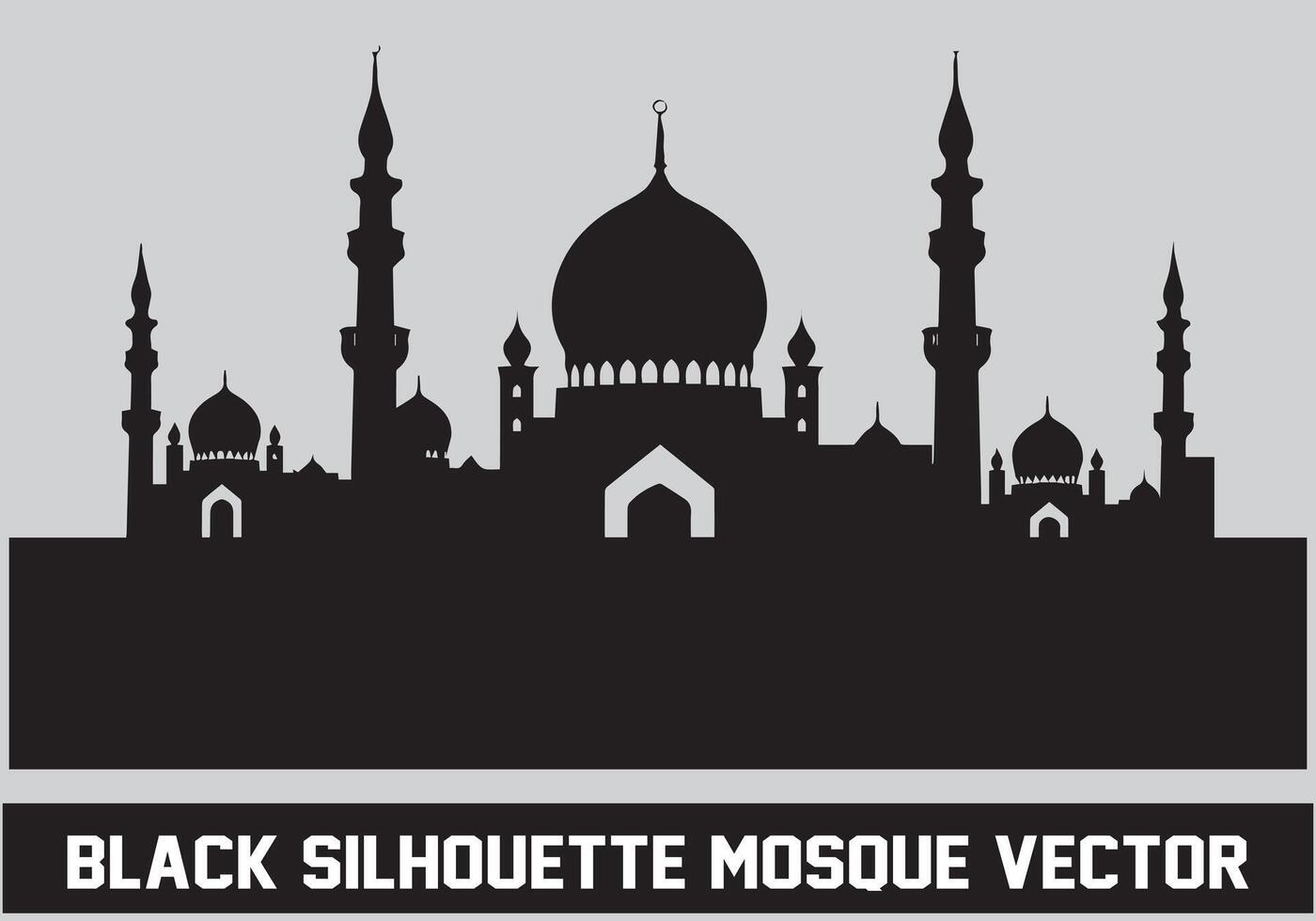 Mosque silhouette bundle white background vector