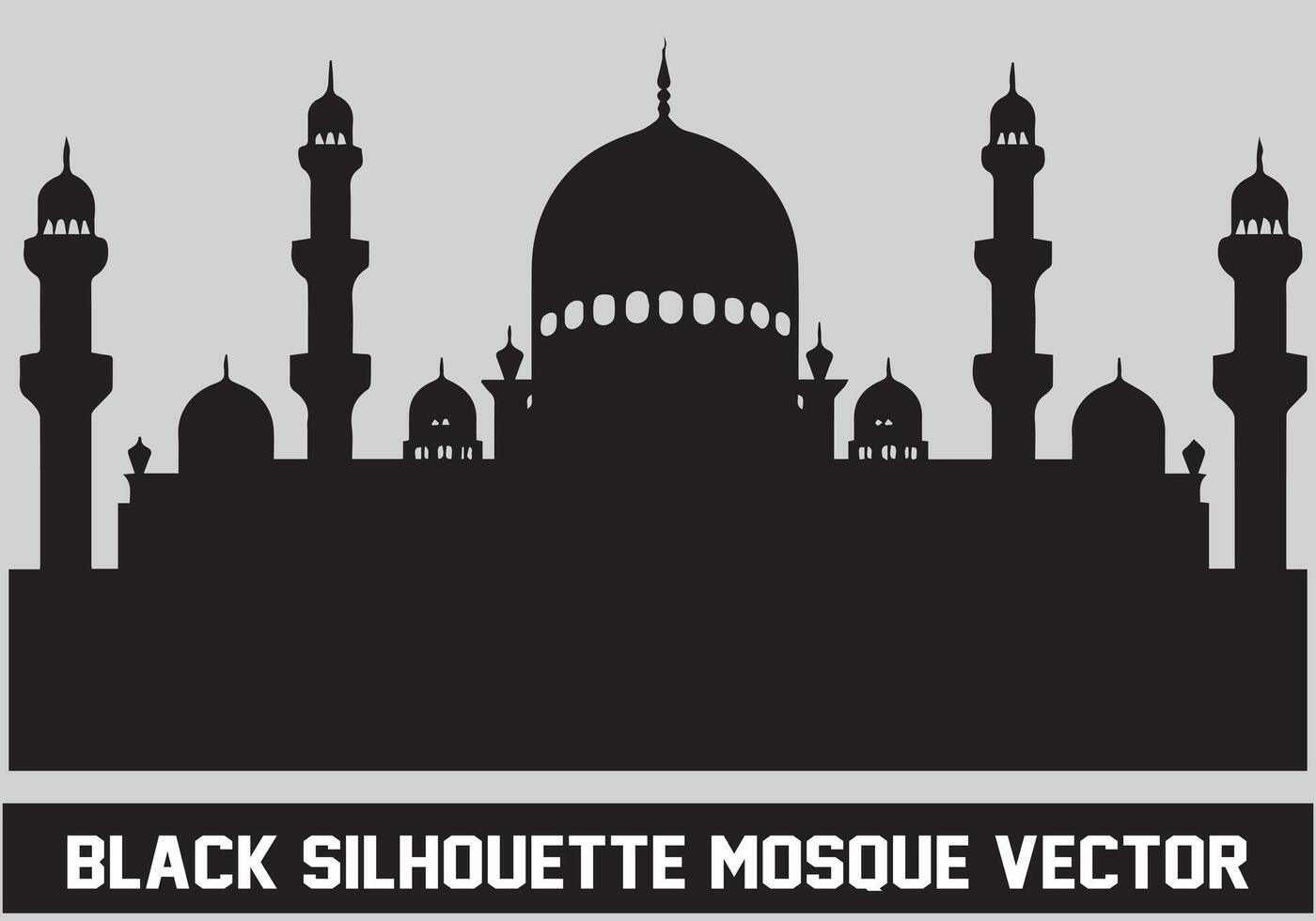 Mosque silhouette bundle white background vector